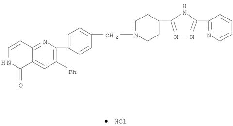 1,6-Naphthyridin-5(6H)-one, 3-phenyl-2-[4-[[4-[5-(2-pyridinyl)-1H-1,2,4-triazol-3-yl]-1-piperidinyl]methyl]phenyl]-, hydrochloride (1:1)